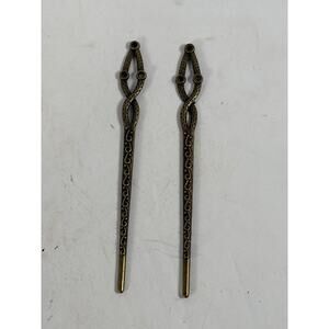 Vintage Brass Hair Sticks Pair Ornate Scroll Shawl Cloak Pins Mediev